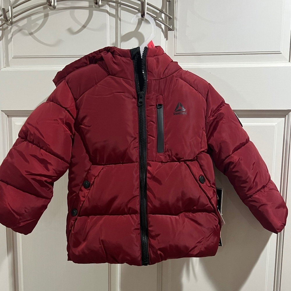 NWT Reebok Toddler  Boys Kids Puffer Jacket Quilted Insulated Jacket Hood Ski 4t